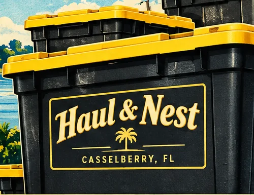 A Haul & Nest tote: black with a yellow lid and our Casselberry label